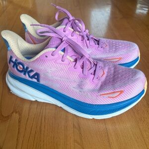 Hoka One One Running Shoes Clifton 9 Sneakers Light Pink Road Womens Size 8.5 B